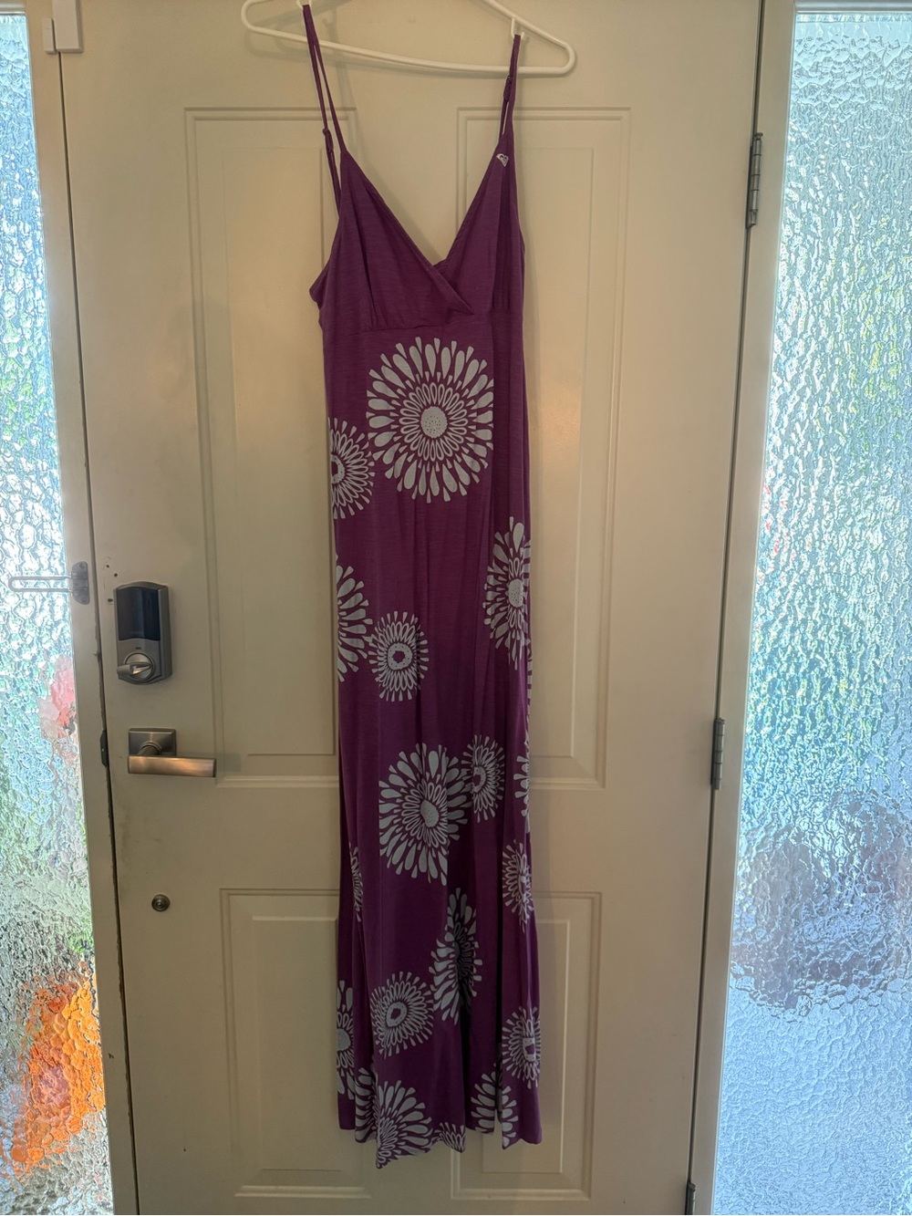 Roxy Purple Floral V-Neck Maxi Dress Size L
